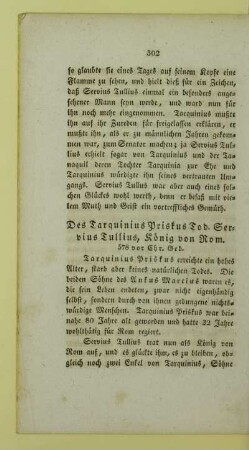 Des Tarquinius Priskus Tod. Servius Tullius, König von Rom