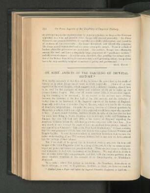 On Some Aspects Of The Teaching Of Imperial History.
