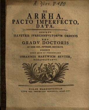 De arrha, pacto imperfecto, data