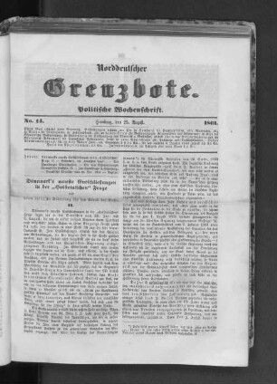 No. 14. Hamburg, den 25. August. 1861.