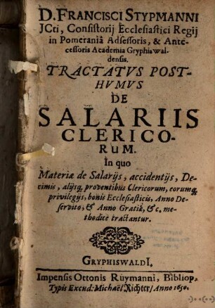 Tractatus posthumus de solariis clericorum