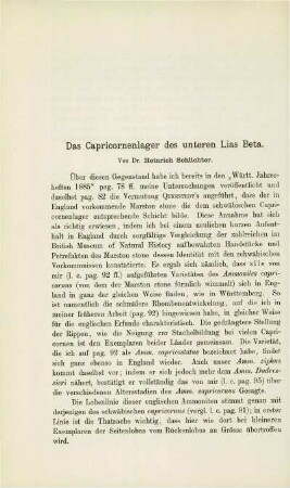 Das Capricornenlager des unteren Lias Beta