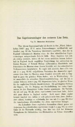 Das Capricornenlager des unteren Lias Beta