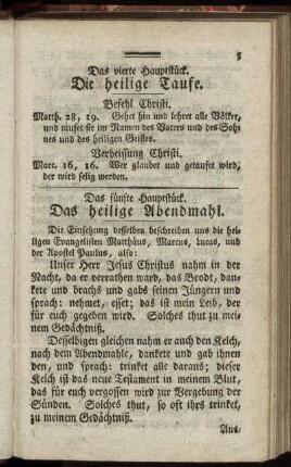 Das fünfte Hauptstück. Das heilige Abendmahl.