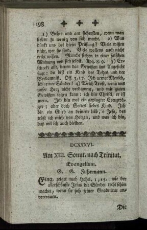 DCXXXVI. Am XIII. Sonnt. nach Trinitat. Evangelium.