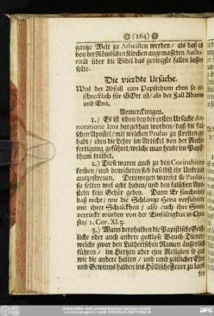 Die vierdte Ursache. Weil der Abfall zum Papstthum eben so erschrecklich für Gott ist, als der Fall Adams und Eva.