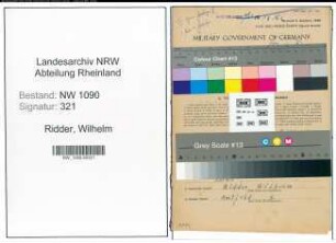 Entnazifizierung Wilhelm Ridder , geb. 18.12.1885 (Landwirt)