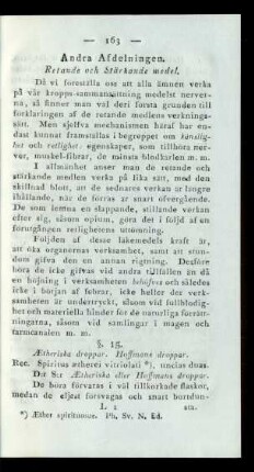 §. 15. Ætheriska droppar. Hoffmans droppar.