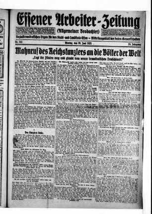 Essener Arbeiter-Zeitung. 1919-1926