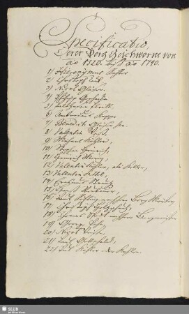 Bl. 29v-30v. Specificatio derer Berg-Geschworne von ao 1520 -1740.