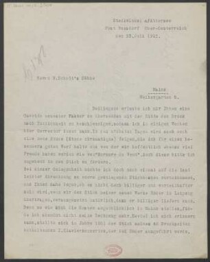 Brief an B. Schott's Söhne : 23.07.1912