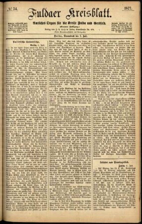 Ausgabe vom Samstag, den 07. Juli 1877.