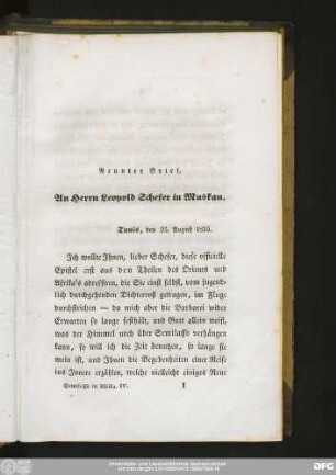 Neunter Brief. An Herrn Leopold Schefer in Muskau.