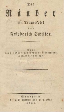 Die Räuber : ein Trauerspiel