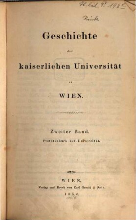 Geschichte der kaiserlichen Universität zu Wien. 2, Statutenbuch der Universität