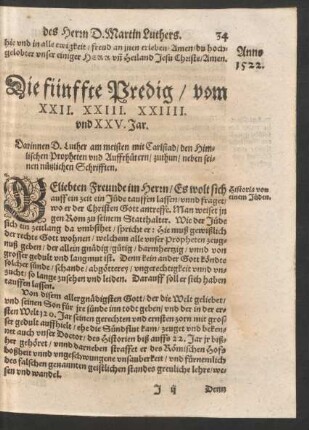 Die fünffte Predig/ vom XXII. XXIII. XXIIII. und XXV. Jar.