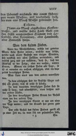 Von dem kalten Fieber.