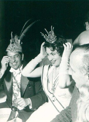 Karneval 1955. Prinz Eduard I., Prinzessin Inge und O. E. Hasse