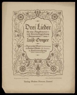 Drei Lieder für eine Singstimme mit Klavierbegleitung