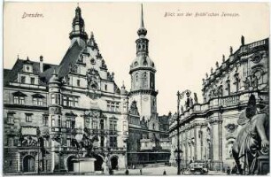 Dresden. Schloss und Hofkirche von der Brühlschen Terrasse