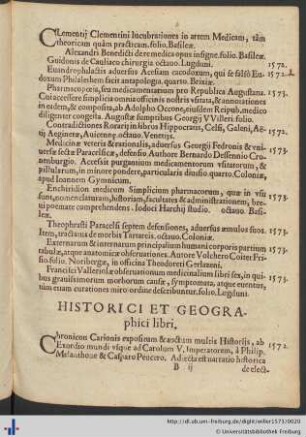 Historici Et Geographici Libri.