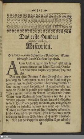 Das erste Hundert nützlicher und lustiger Historien