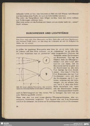 Durchmesser und Lichtstärke