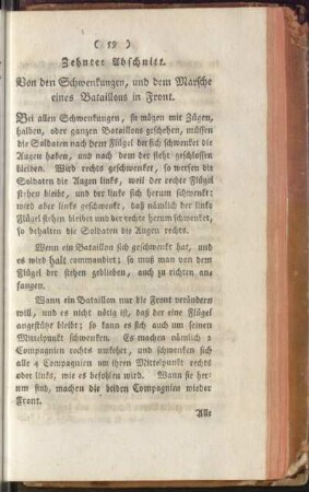 Zehnter Abschnitt. Von den Schwenkungen, und dem marsche eines Bataillons in Front