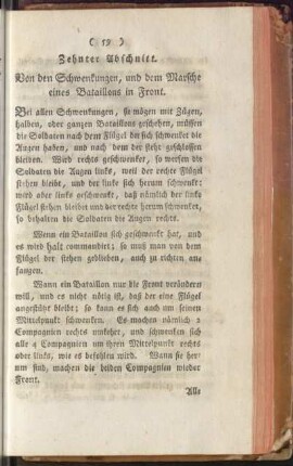 Zehnter Abschnitt. Von den Schwenkungen, und dem marsche eines Bataillons in Front