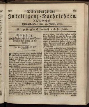 XXV. Stück. Sonnabends: den 23. Junii, 1787.
