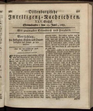 XXV. Stück. Sonnabends: den 23. Junii, 1787.