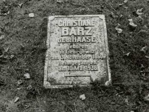 Grabplatte für Christiane Barz geborene Haase