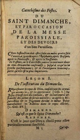 Catechisme des festes et autres Solemnités ...