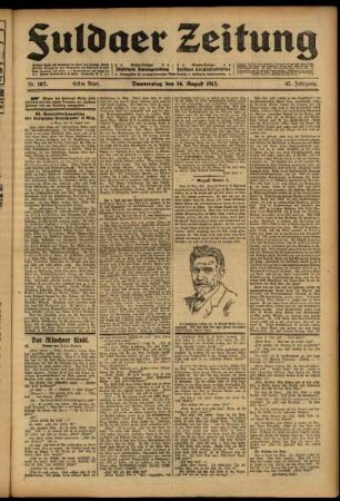 Erste Ausgabe vom Donnerstag, den 14. August 1913.