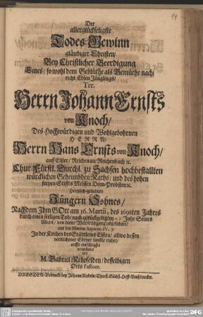 Der allerglückseligste Todes-Gewinn