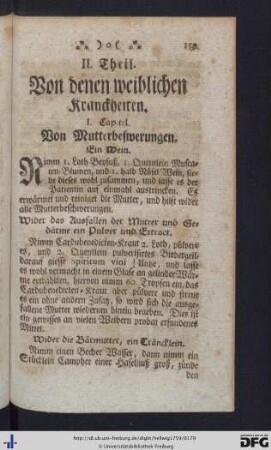 II. Theil. Von denen weiblichen Kranckheiten.