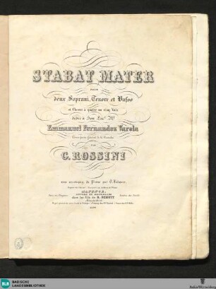 Stabat mater : pour deux soprani, tenore et basso et choeur à quatre ou cinq voix