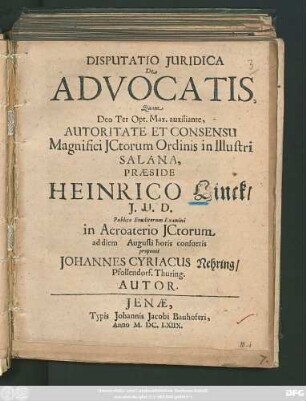 Disputatio Iuridica De Advocatis