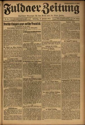 Ausgabe vom Samstag, den 27. Januar 1923.