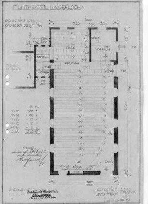 Plan der zum Kino umgebauten ehemaligen Synagoge Haigerloch