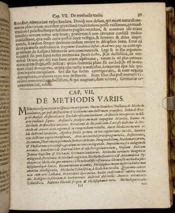 Cap. VII. De Methodis Variis