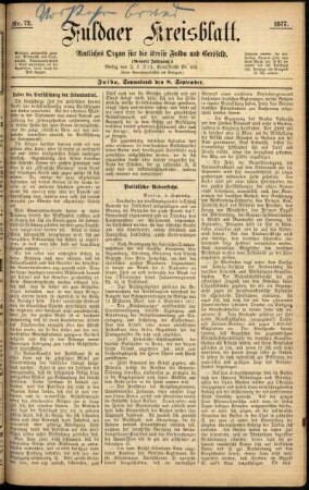 Ausgabe vom Samstag, den 08. September 1877.