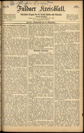 Ausgabe vom Samstag, den 08. September 1877.