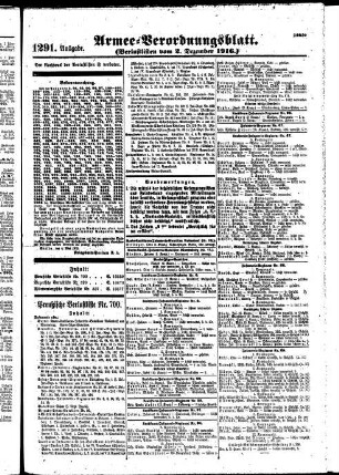 1291.Ausgabe. Samstag, 2. Dezember 1916