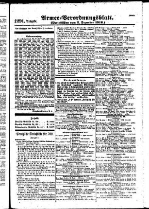 1291.Ausgabe. Samstag, 2. Dezember 1916