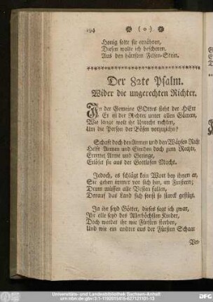 Der 82te Psalm. Wider die ungerechten Richter.