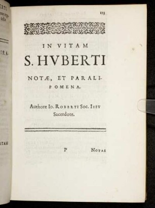 In Vitam S. Huberti Notae, Et Paralipomena