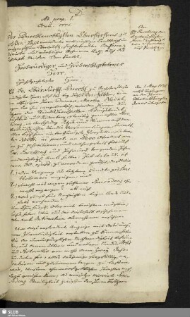 [Schreiben der Landstände des Markgraftums Oberlausitz an den Landvogt, Bautzen, am willkürlichen Landtage Oculi 1775]