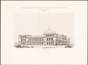 Reichstag, Berlin Zweiter Wettbewerb: Perspektivische Ansicht vom Brandenburger Tor (aus: Die preisgekrönten Entwürfe zu dem neuen Reichstagsgebäude, Berlin 1882)