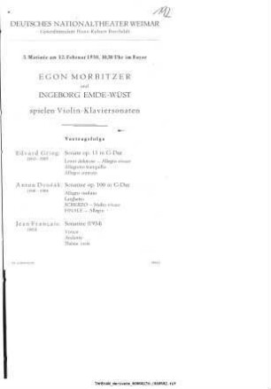 3. Matinée [...] Violin-Klaviersonaten